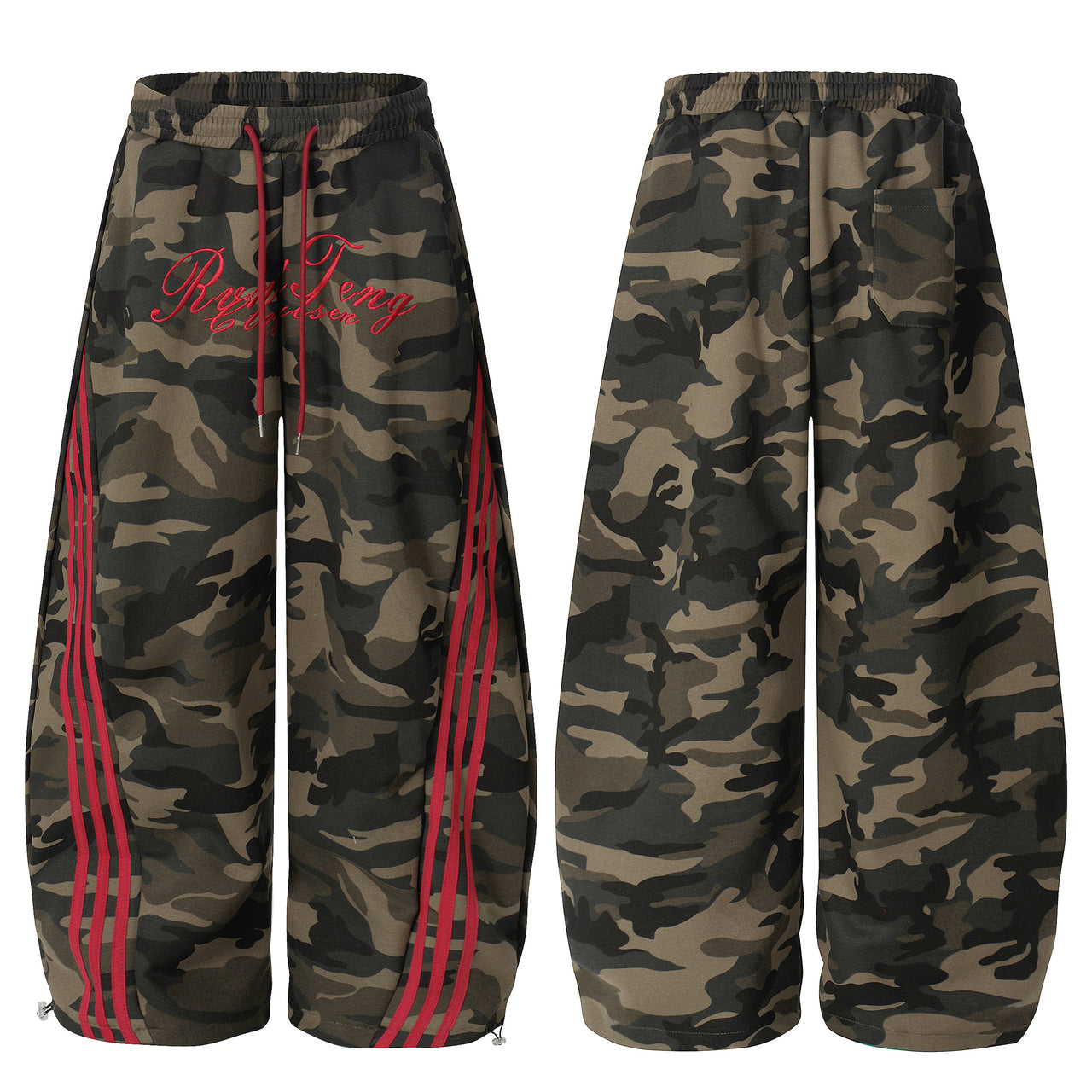 American Streetwear Embroidered Camouflage Casual Pants