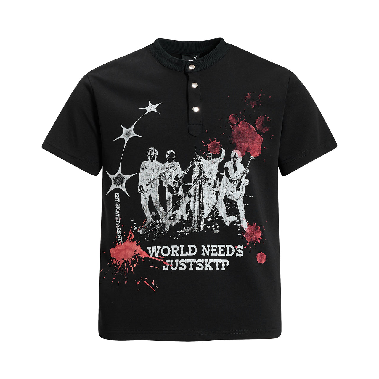 Omirad Vintage Band Graphic Henley T-Shirt