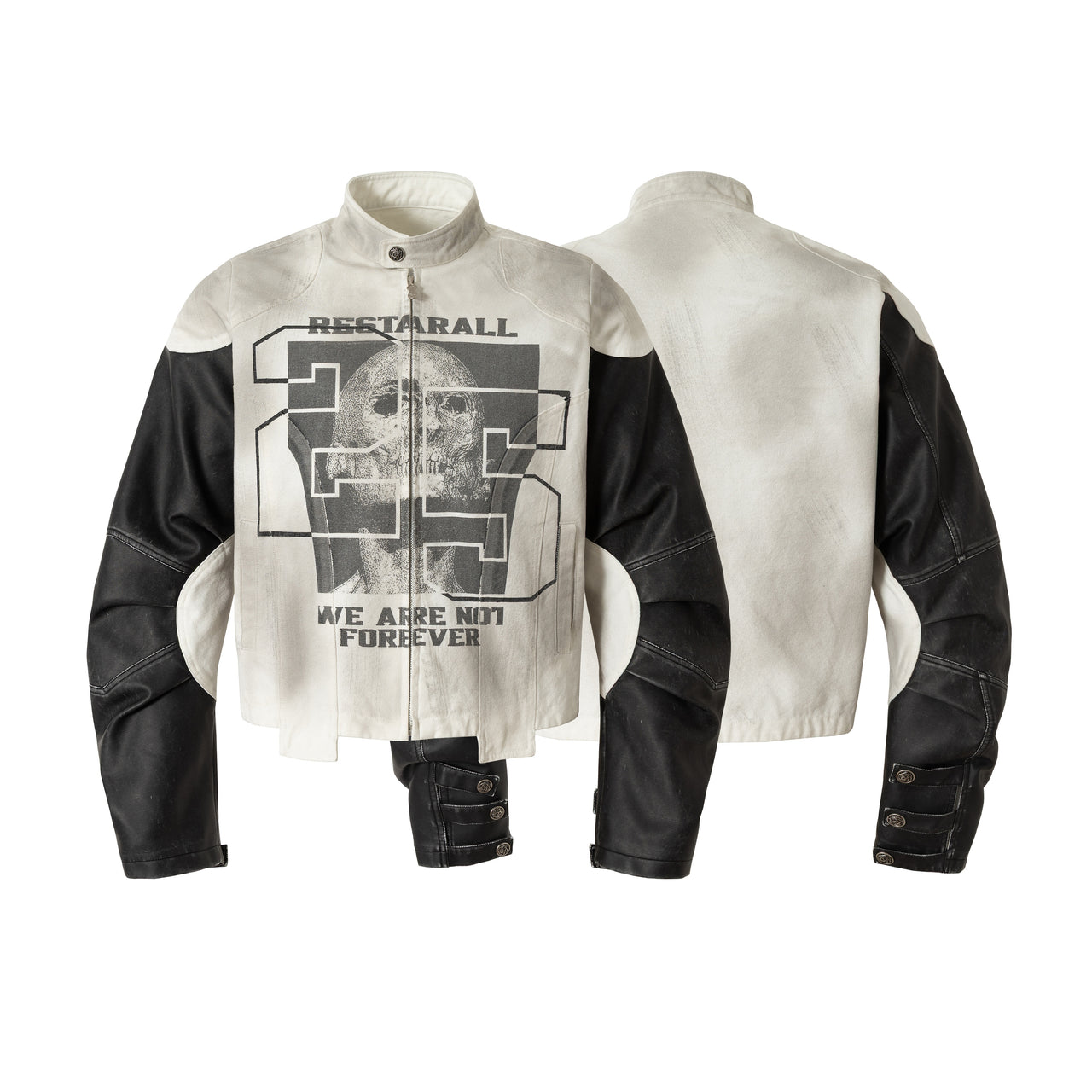 American Vintage Digital Skull-Patch Moto Leather Jacket