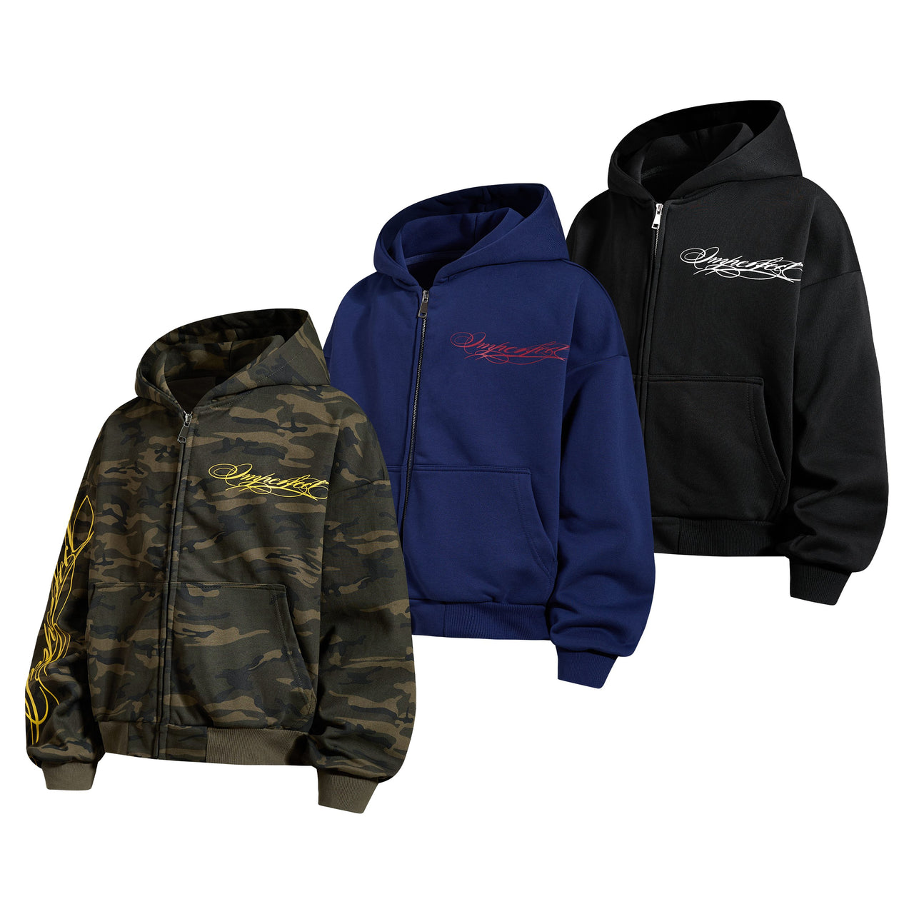 Omirad Script Sleeve Zip-Up Hoodie