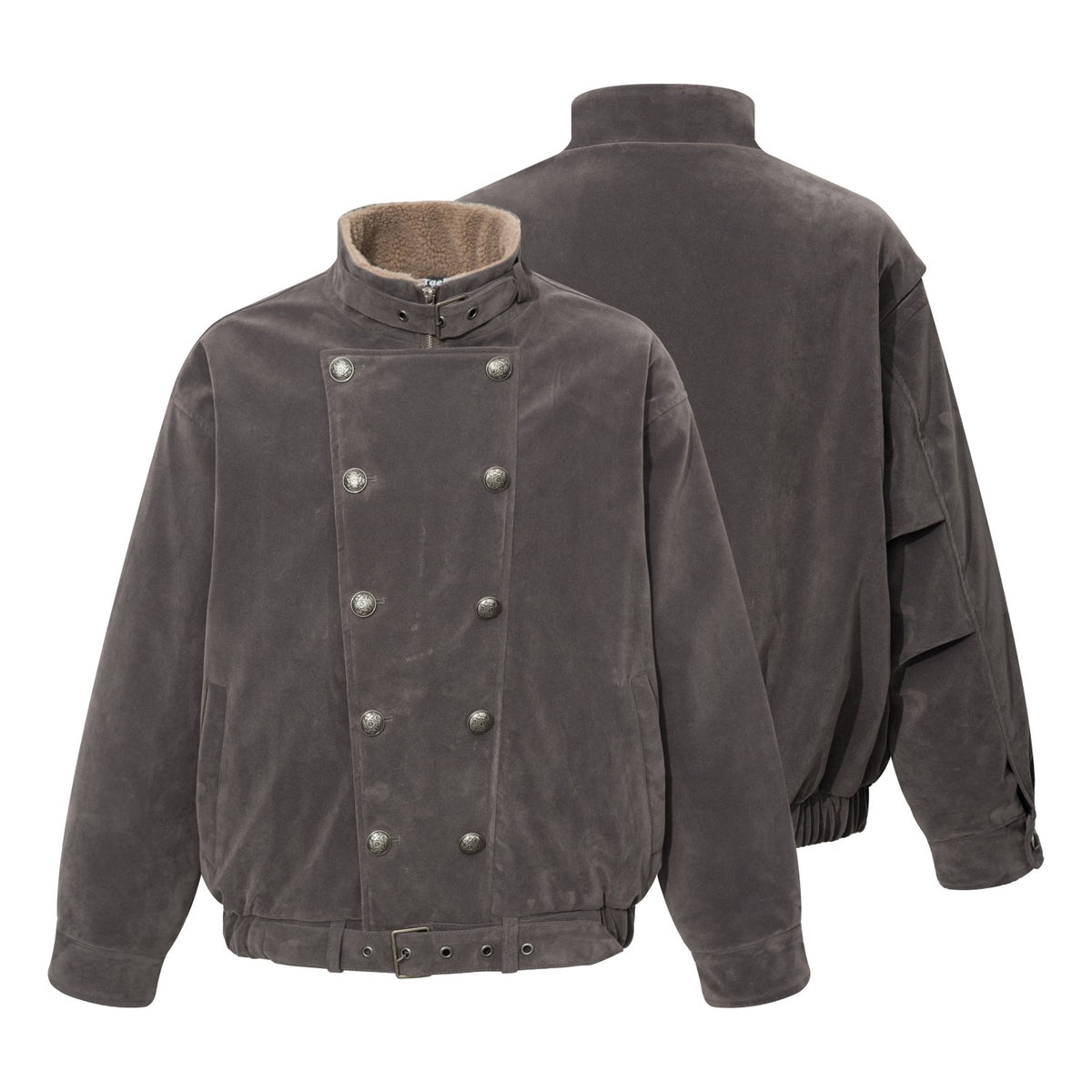 Omirad Washed Military Buckle Bomber Jacket