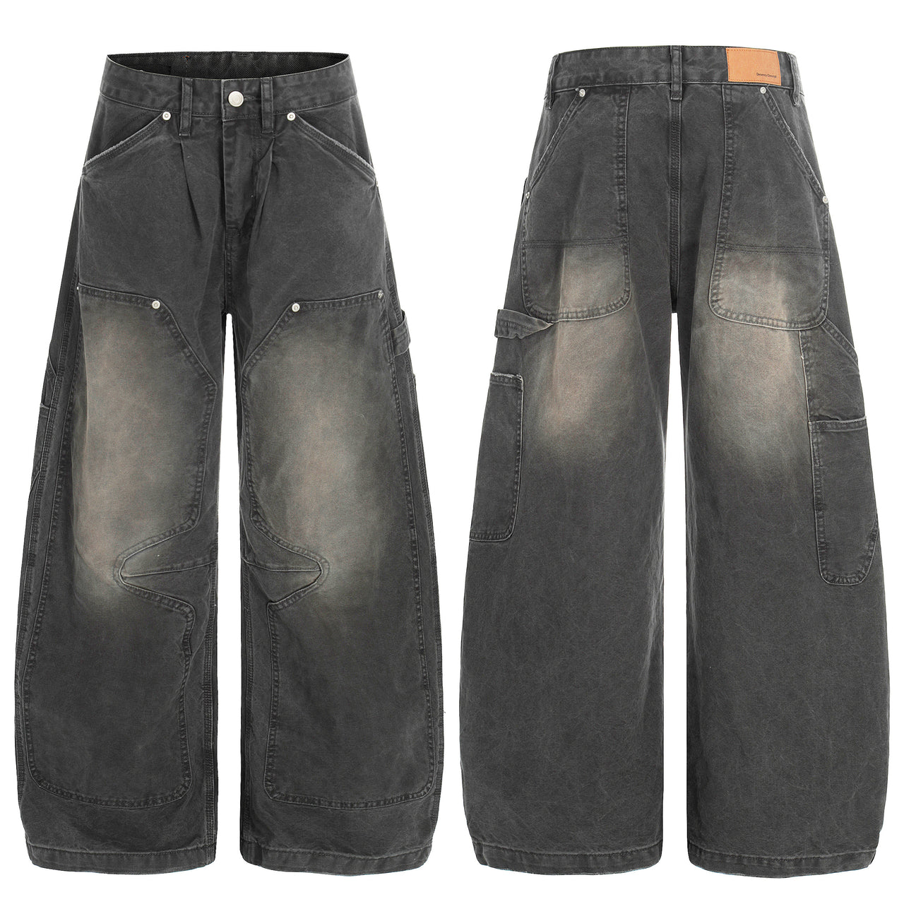 Omirad Washed Utility Wide-Leg Denim Pants