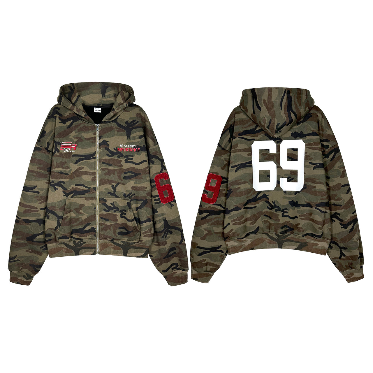 American Streetwear Camouflage Zip-Up Hoodie