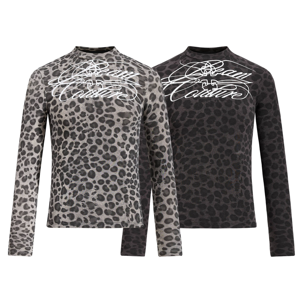 Omirad Leopard Script Graphic Long Sleeve Tee