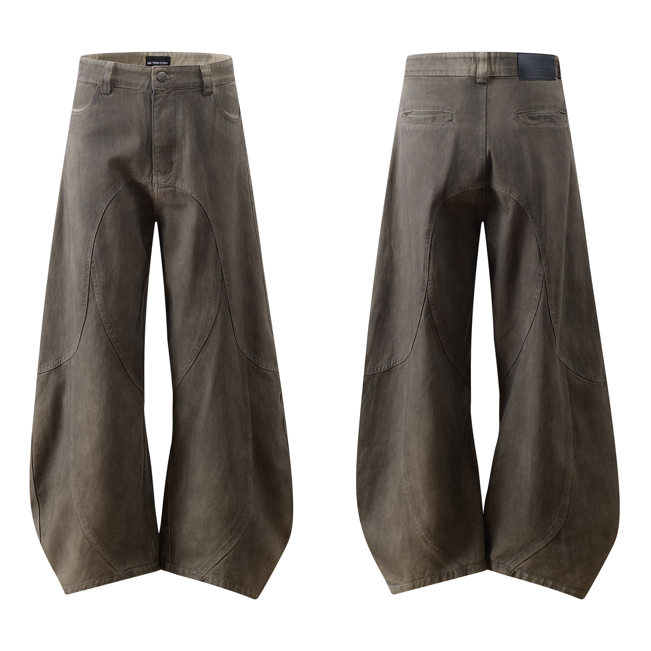 American Vintage Deconstructed Patchwork Wide-Leg Curved Jeans
