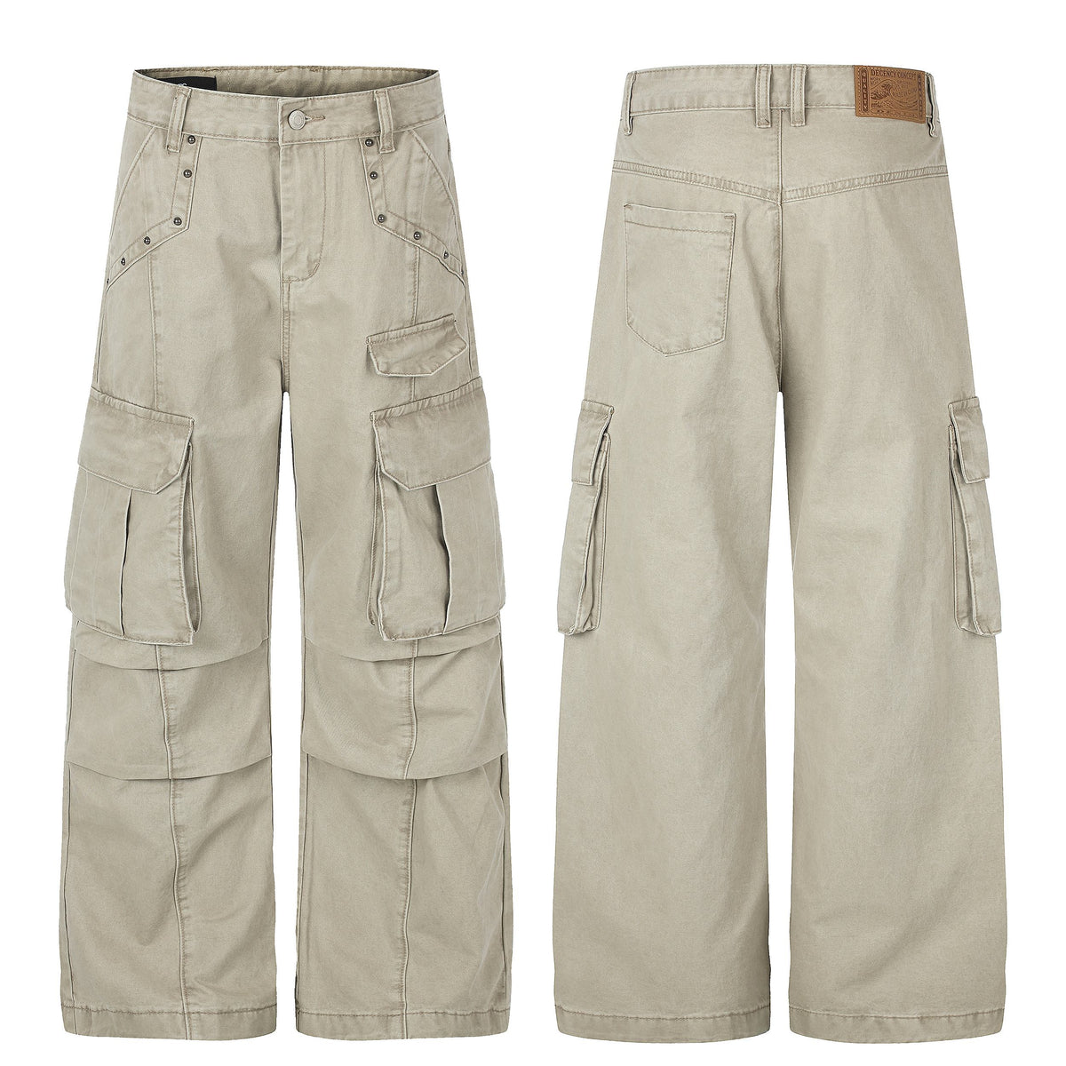 Omirad Washed Multi-Pocket Wide-Leg Cargo Pants