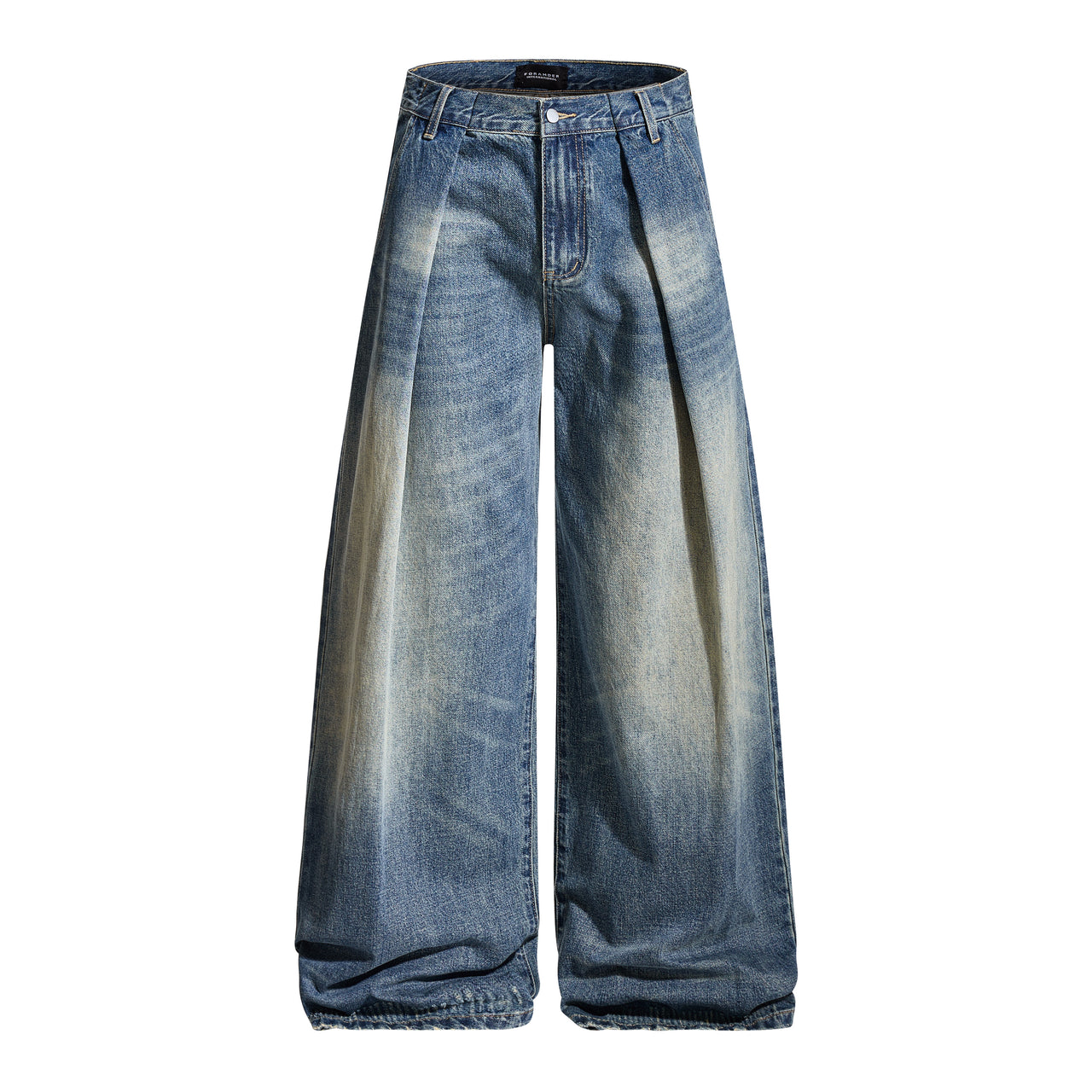 American Street Pleated Wide-Leg Jeans