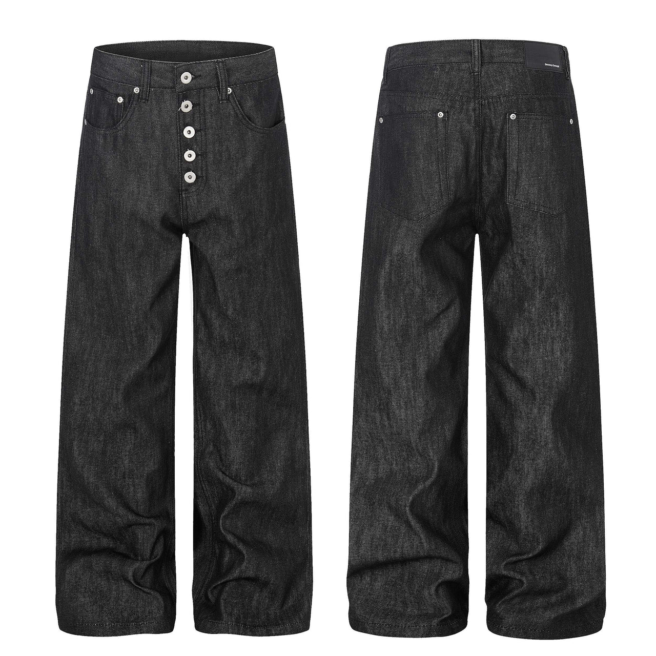 Omirad “Black Raw Button Denim Jeans”