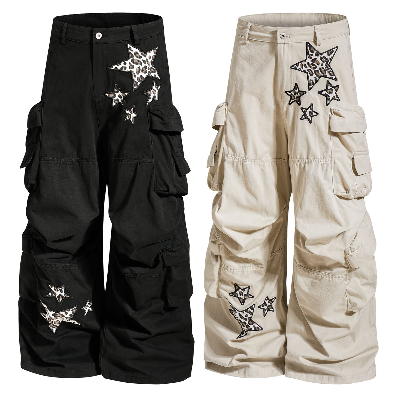 Omirad Leopard Star Multi-Pocket Cargo Pants