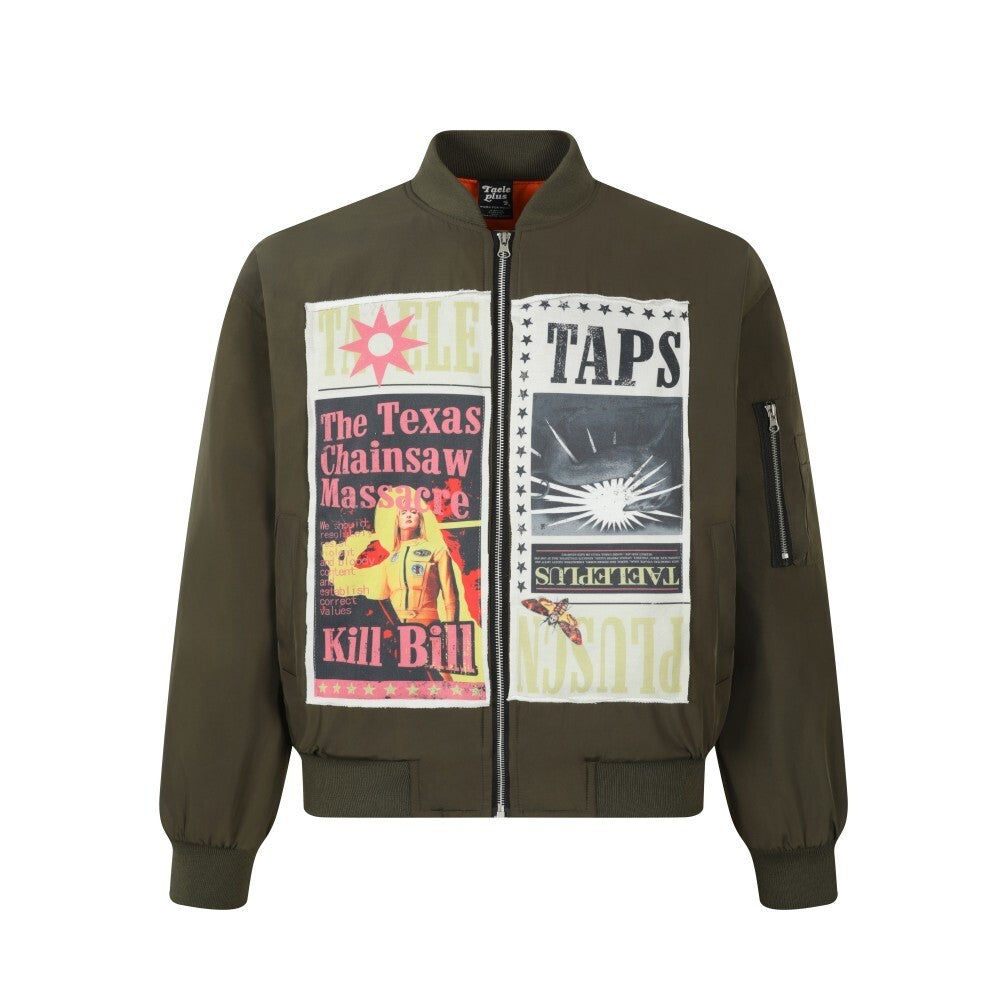 High-Street Poster Graphic Patch Puffer Jacket