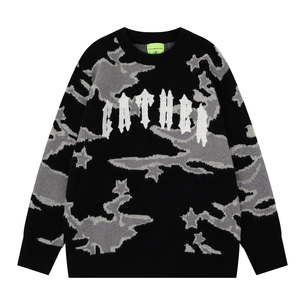 Vintage American Camouflage Jacquard Knit Sweater