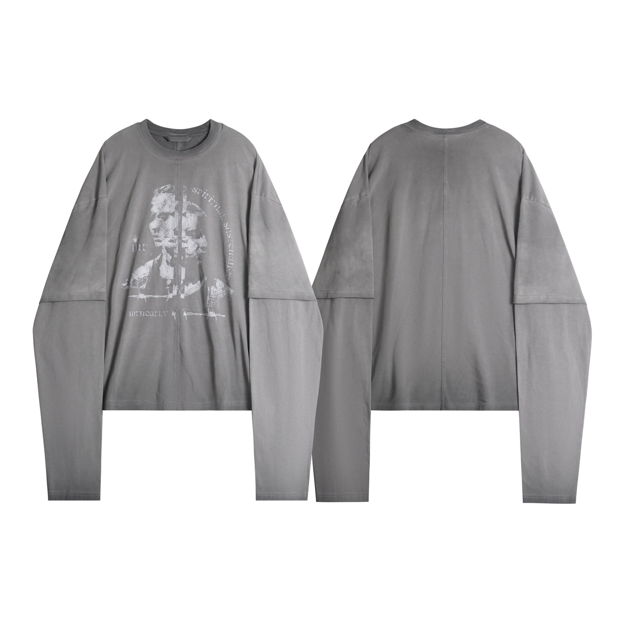 Streetwear Portrait Graphic Fake Two-Piece Sweatshirt