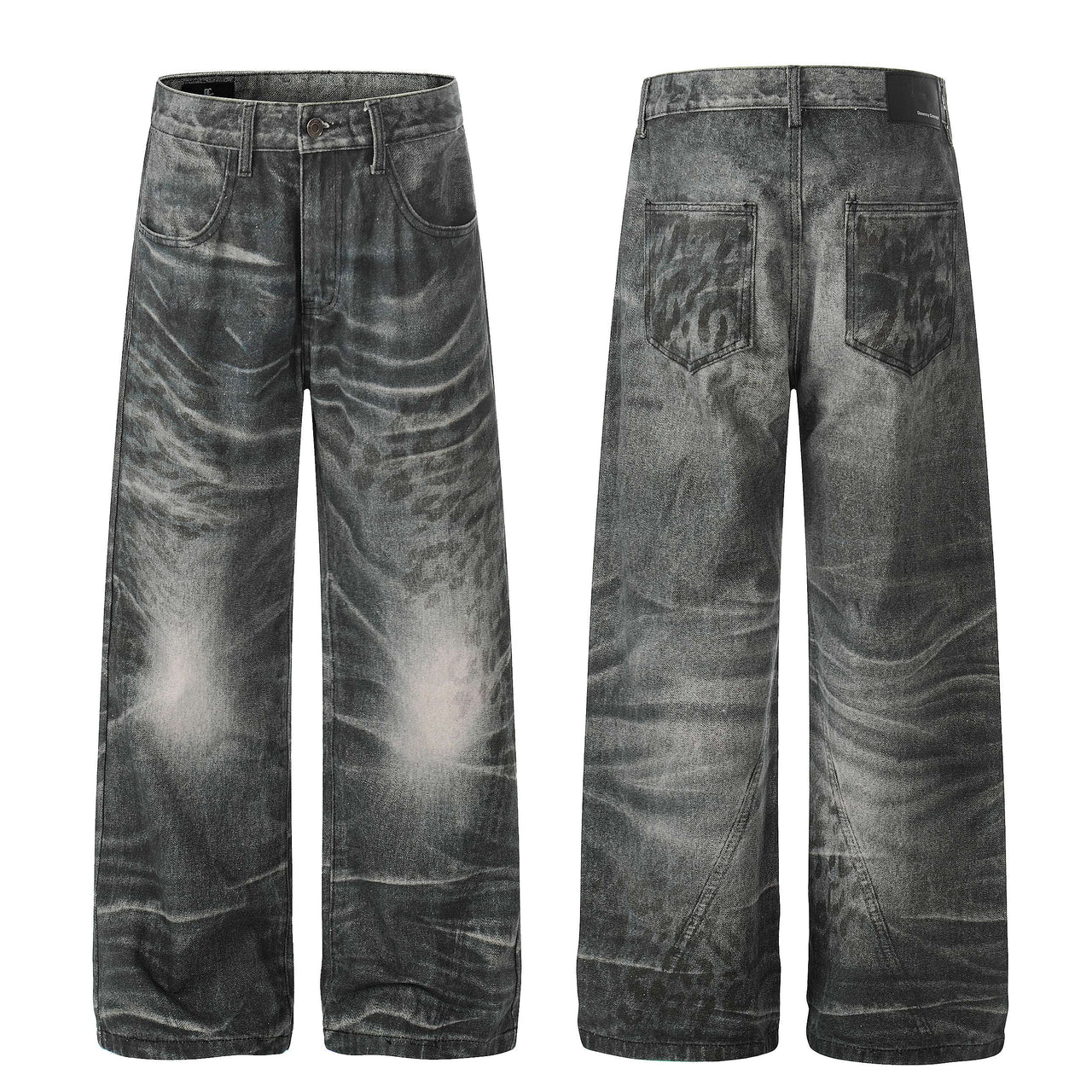 Omirad Washed Whisker Wide-Leg Jeans