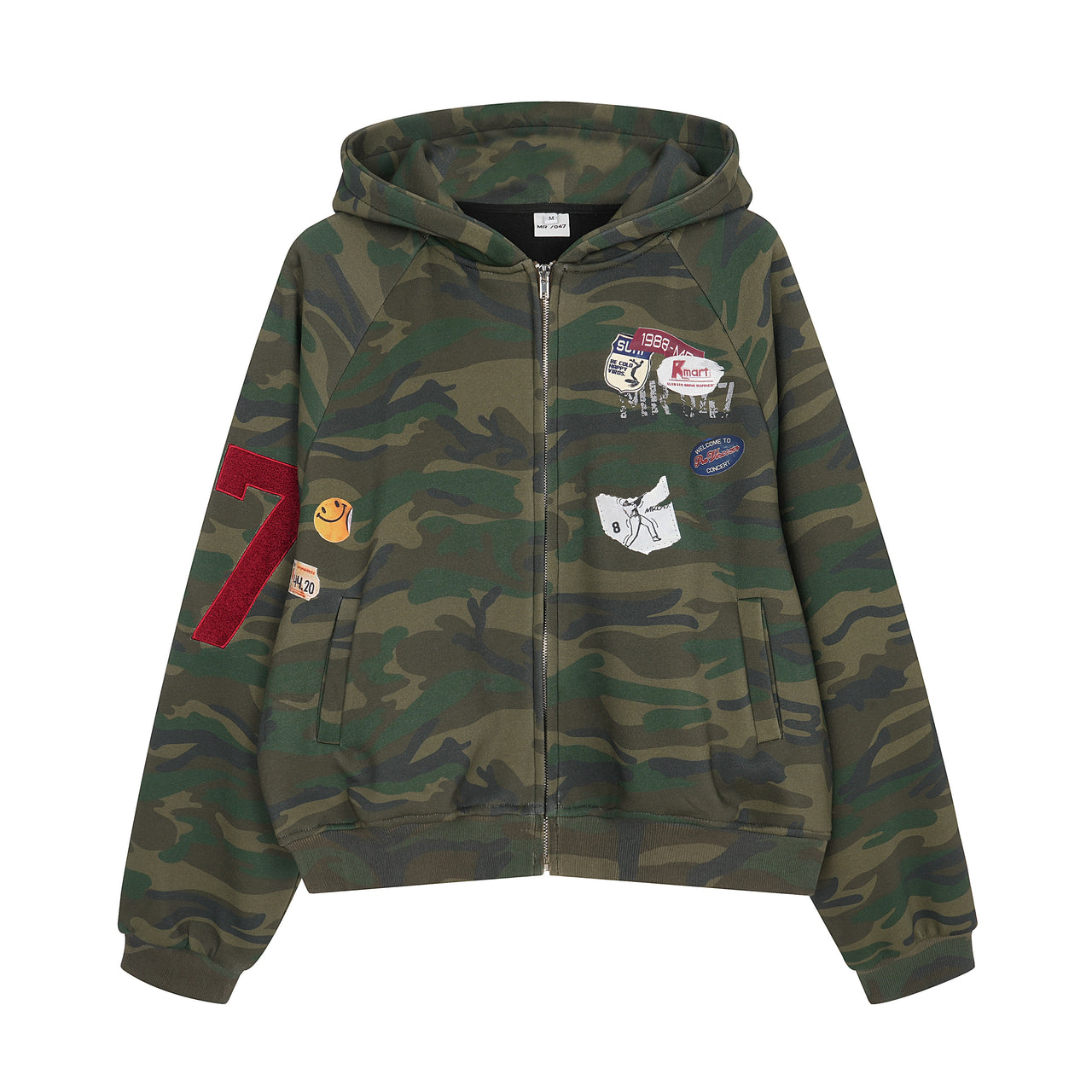 Vintage Camo Digital Print Zip Hoodie