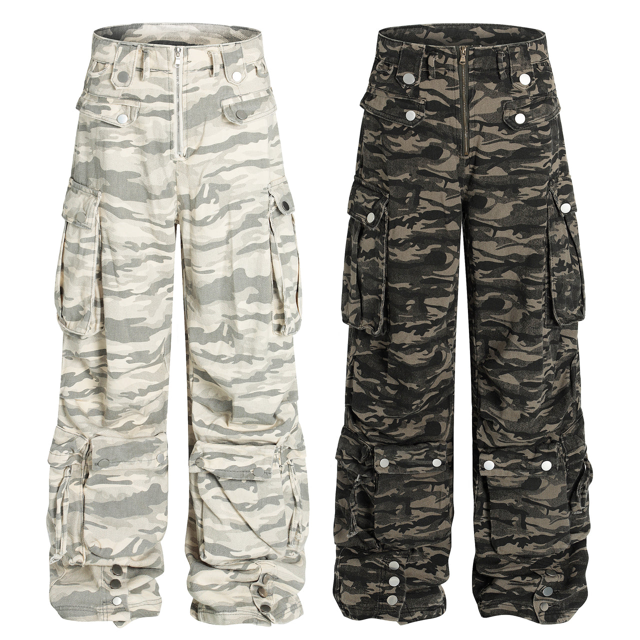American Vintage Camouflage Multi-Pocket Cargo Jeans