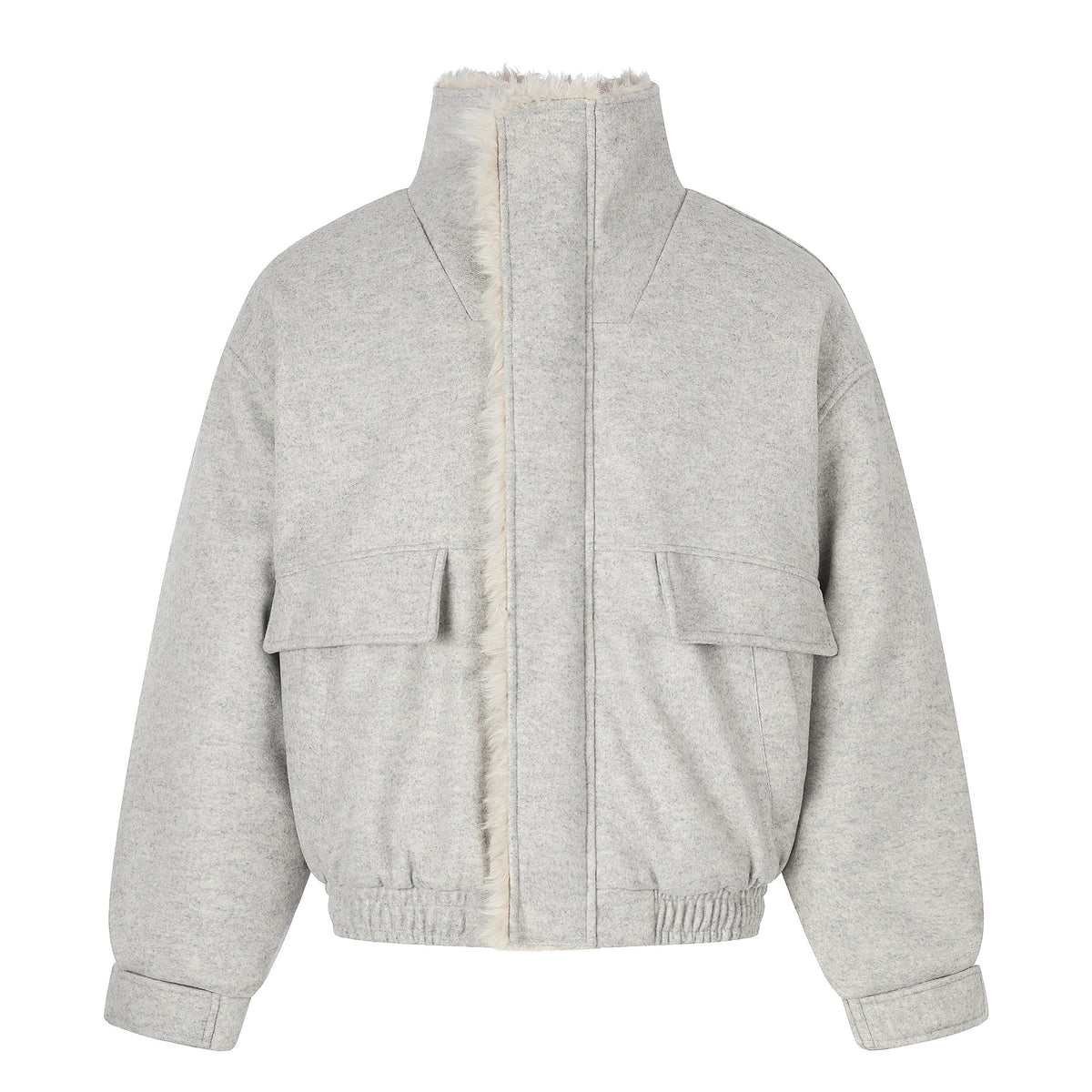 Omirad Faux Fur Trim High Collar Utility Jacket