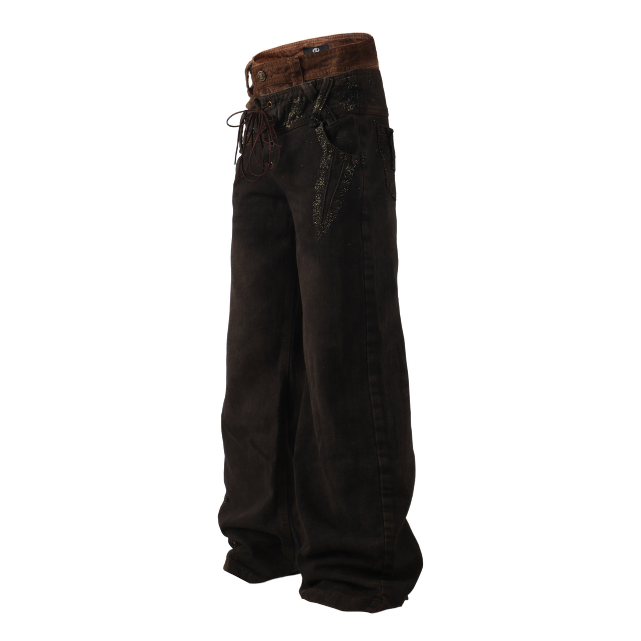 Vintage American Double-Waist Gold-Washed Jeans