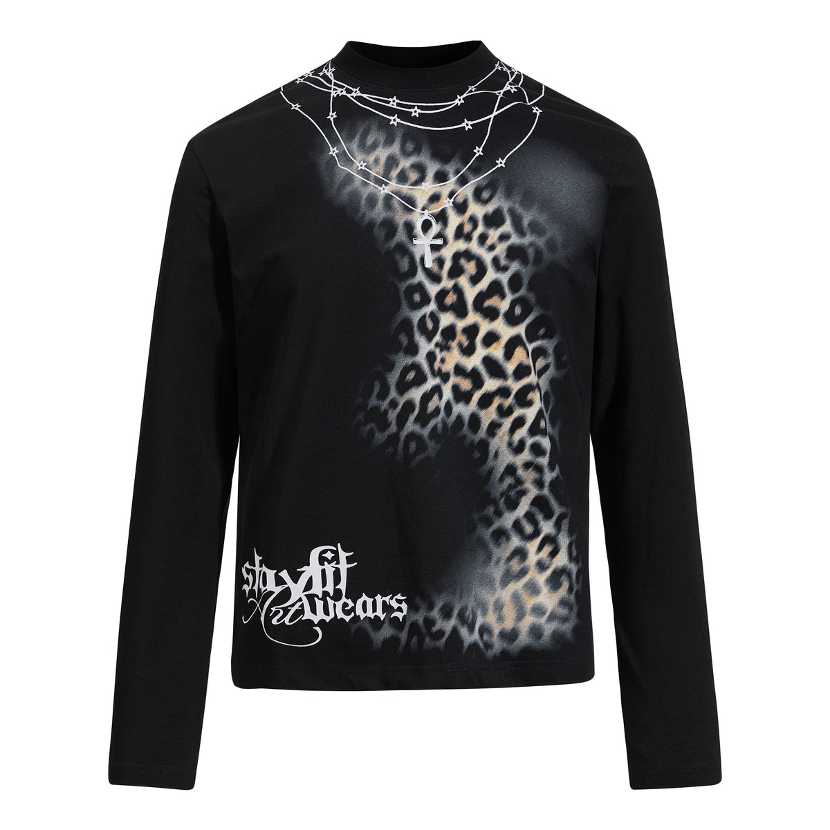 Omirad Leopard Cross Graphic Long Sleeve Tee