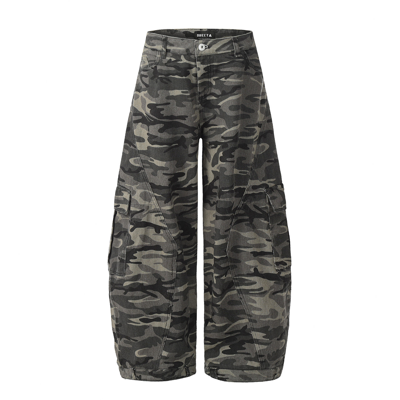 Vintage Camouflage Wide-Leg Cargo Pants
