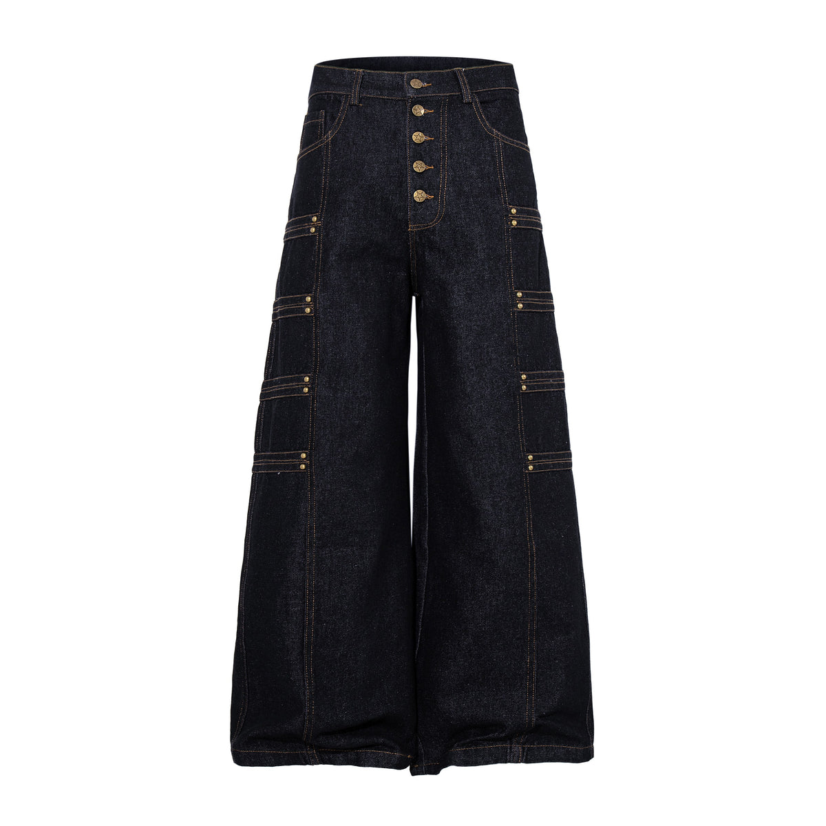 Omirad Military Button Panel Wide-Leg Jeans