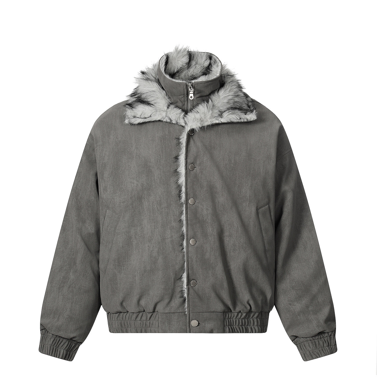 Vintage Old Money Style Shearling-Collar Fleece-Lined Padded Jacket