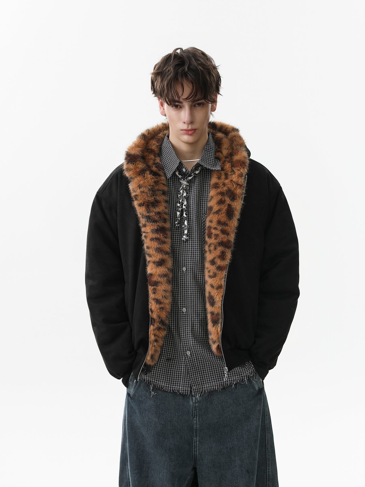 Omirad Faux Fur-Lined Leopard Hood Jacket