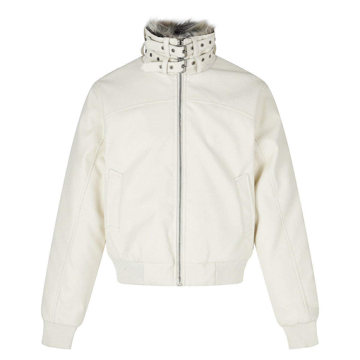 Omirad Faux Fur Double-Buckle Collar Bomber Jacket