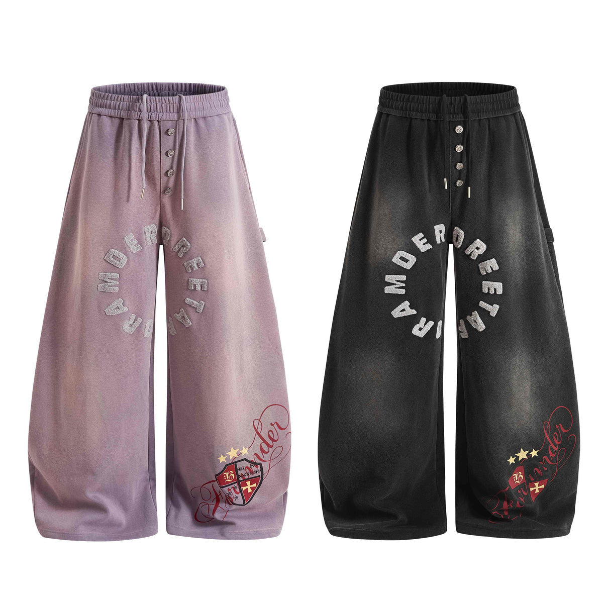 Omirad Vintage Crest Graphic Wide-Leg Sweatpants