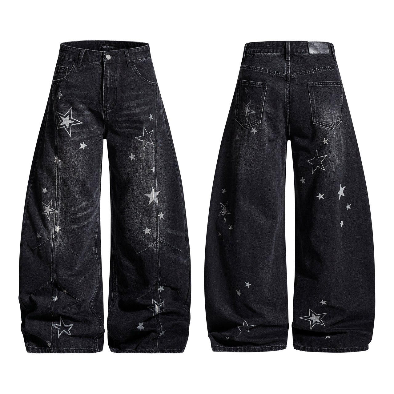 American High-Street Star Print Curved-Cut Jeans