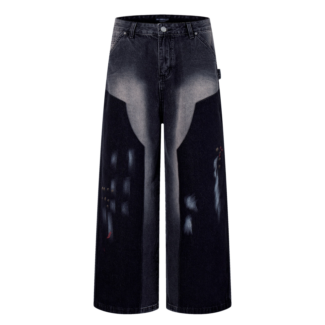 American Street Style Oil Painting Dyed Jeans