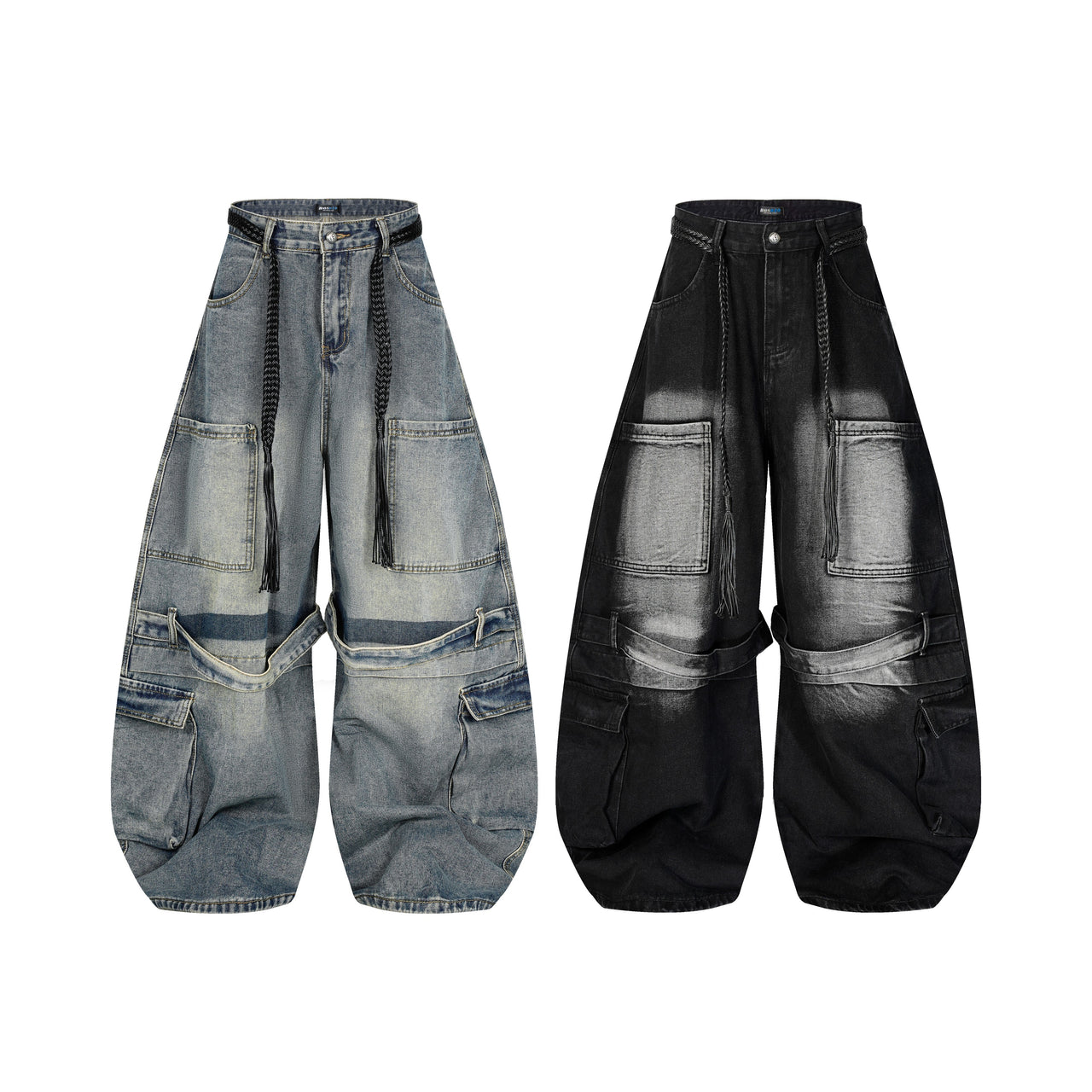 Streetwear Curved-Cut Unique Design Jeans