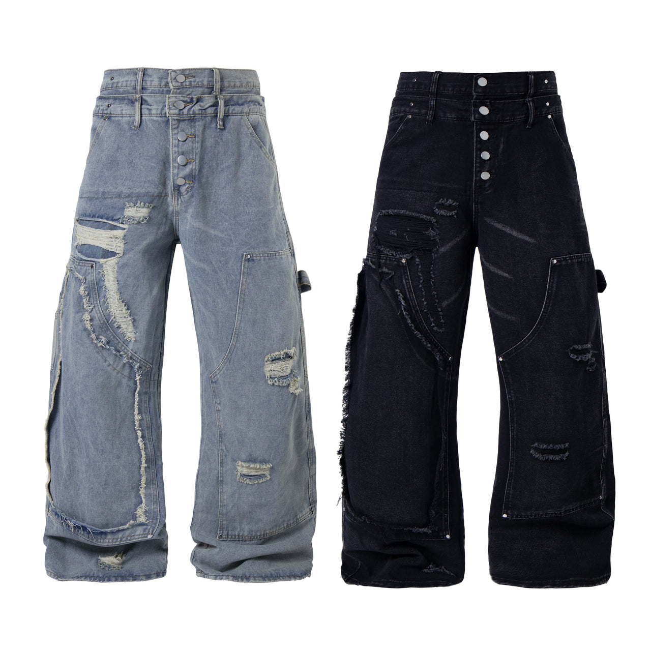 Omirad Distressed Panel Denim Pants