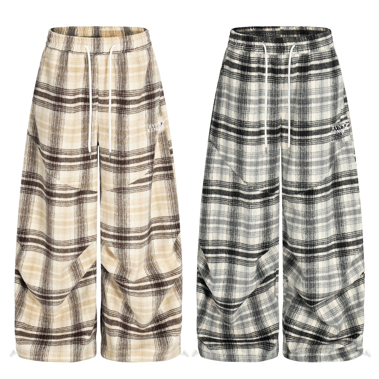 Vintage Plaid Wide-Leg Streetwear Pants