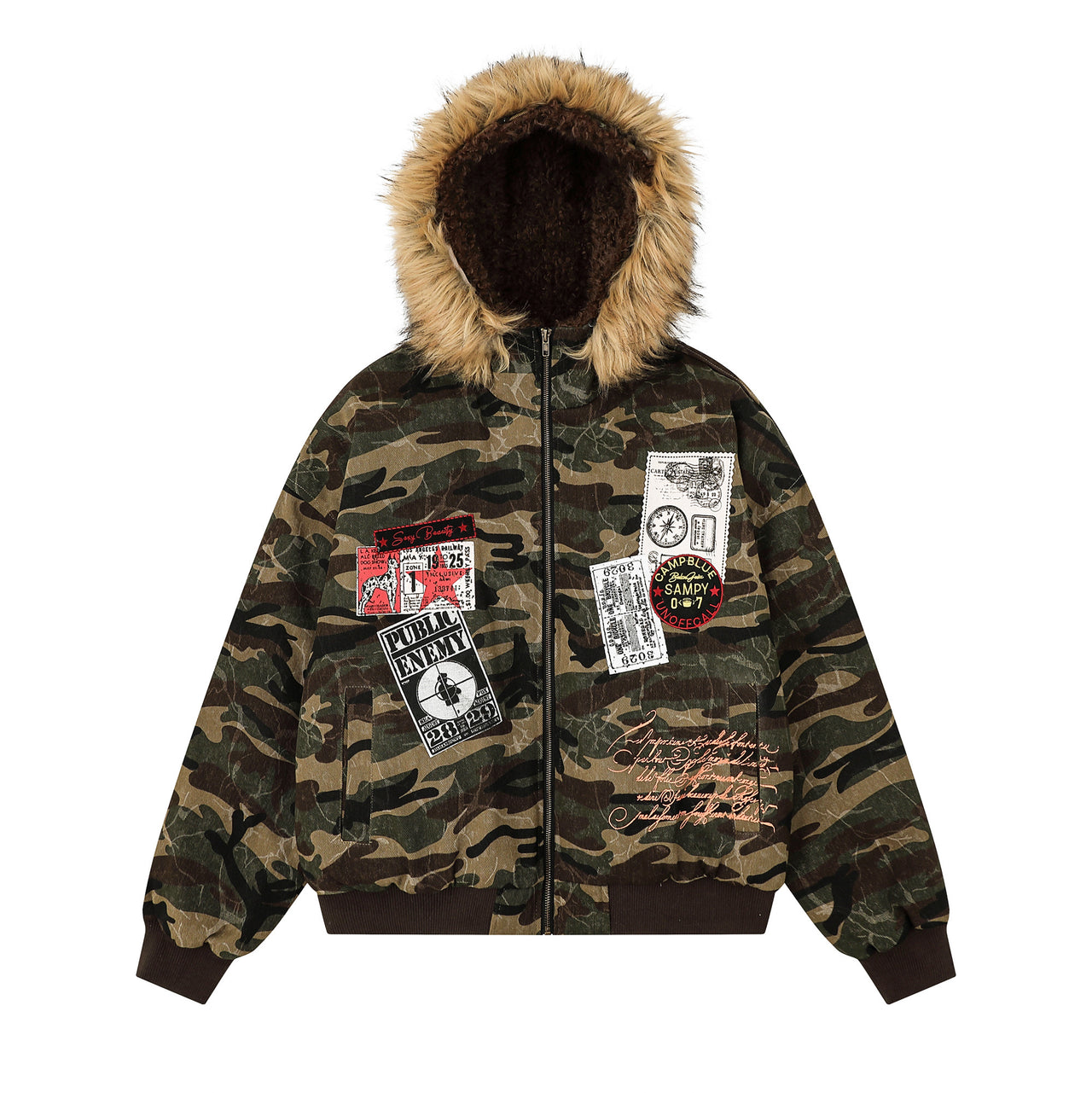 Omirad Patchwork Camo Fur Jacket
