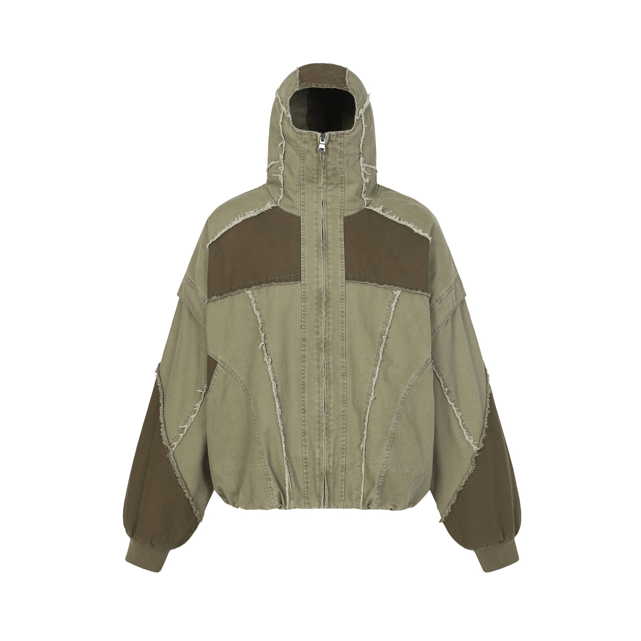 Omirad Multi-Panel Distressed Hooded Jacket