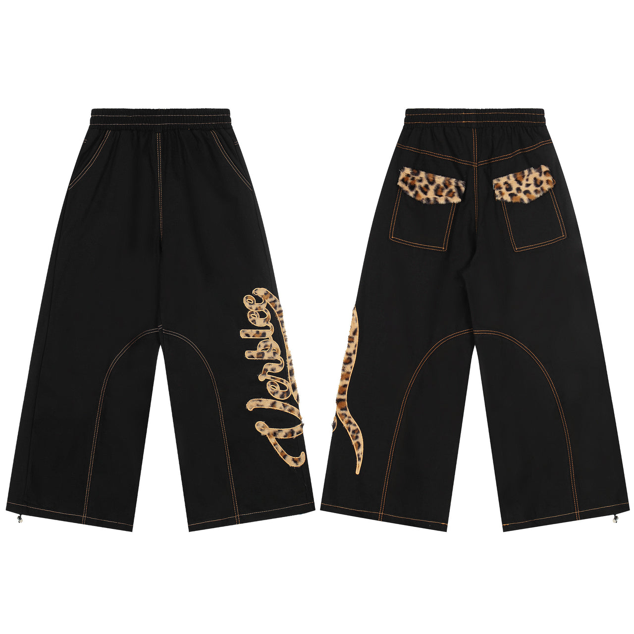 Omirad Leopard Patch Wide-Leg Pants