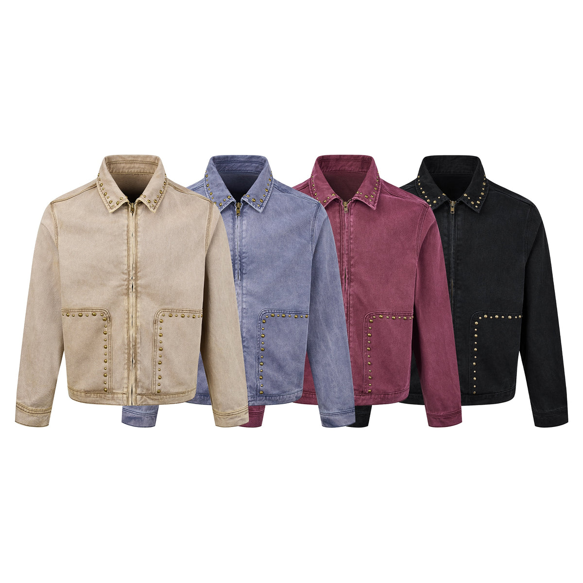 Omirad Studded Washed Zip Work Jacket