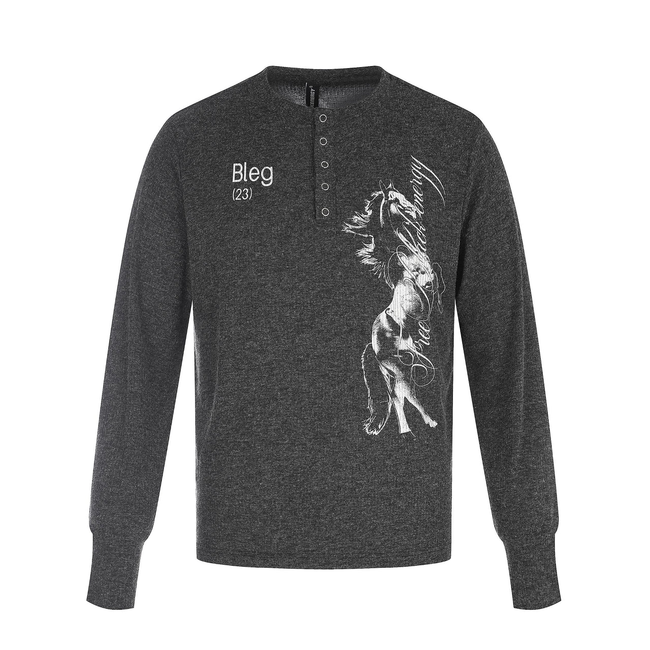 Omirad Vintage Horse Graphic Henley Long Sleeve