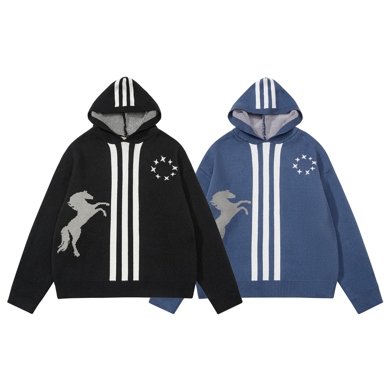Streetwear Vintage Color-Block Hoodie Sweater