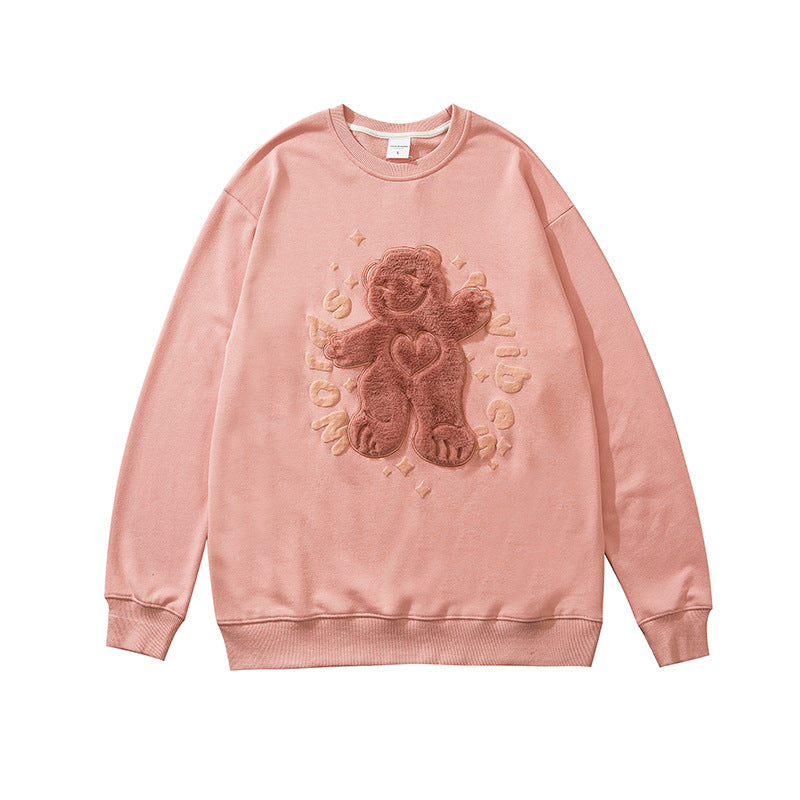 Cute Brown Bear Embroidery Sweatshirt – omirad